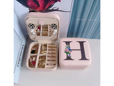 Caja de almacenamiento de joyas con espejo, joyero de madera de doble capa, caja de almacenamiento de pendientes HHZ