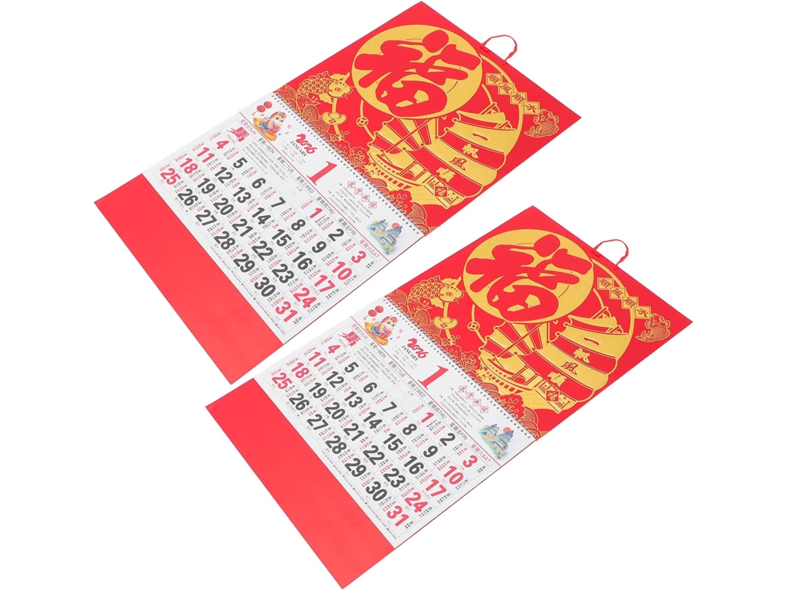 Juego De 2 Calendarios De Pared Chinos 2026, Año Del Caballo