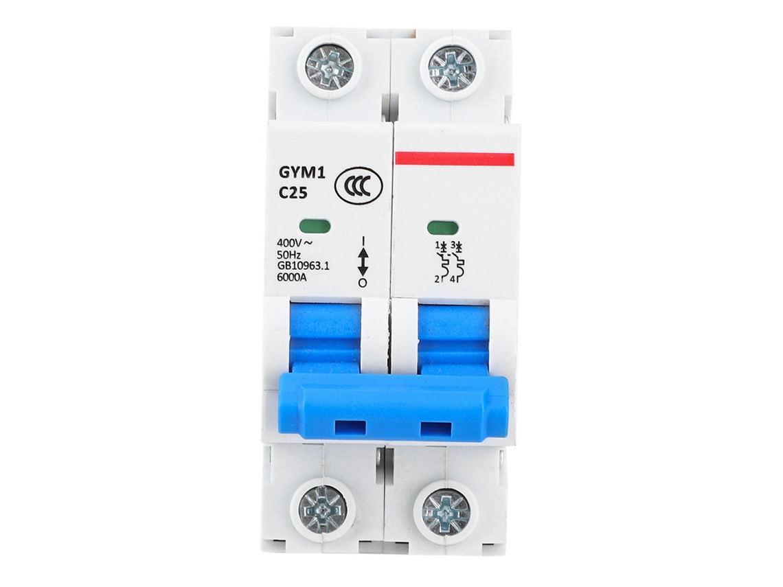 Disyuntor Miniatura 2p 25a Gym1-dz47s 400vac Ip20 Larga Vida Útil Iec61009-1