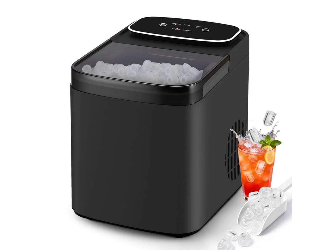 Nettlife Máquina De Hielo Portátil Gris 14kg/24h, Depósito 1.2l, 2 Tamaños De Cubitos Con Pala Incluida