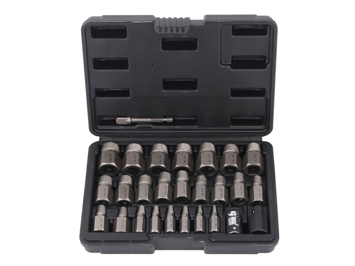 Kit De Extracción De Tornillos De 26 Piezas Con Juego De Llaves De Vaso De 3/8 De Pulgada Para Tornillos Redondos Y Estriados.