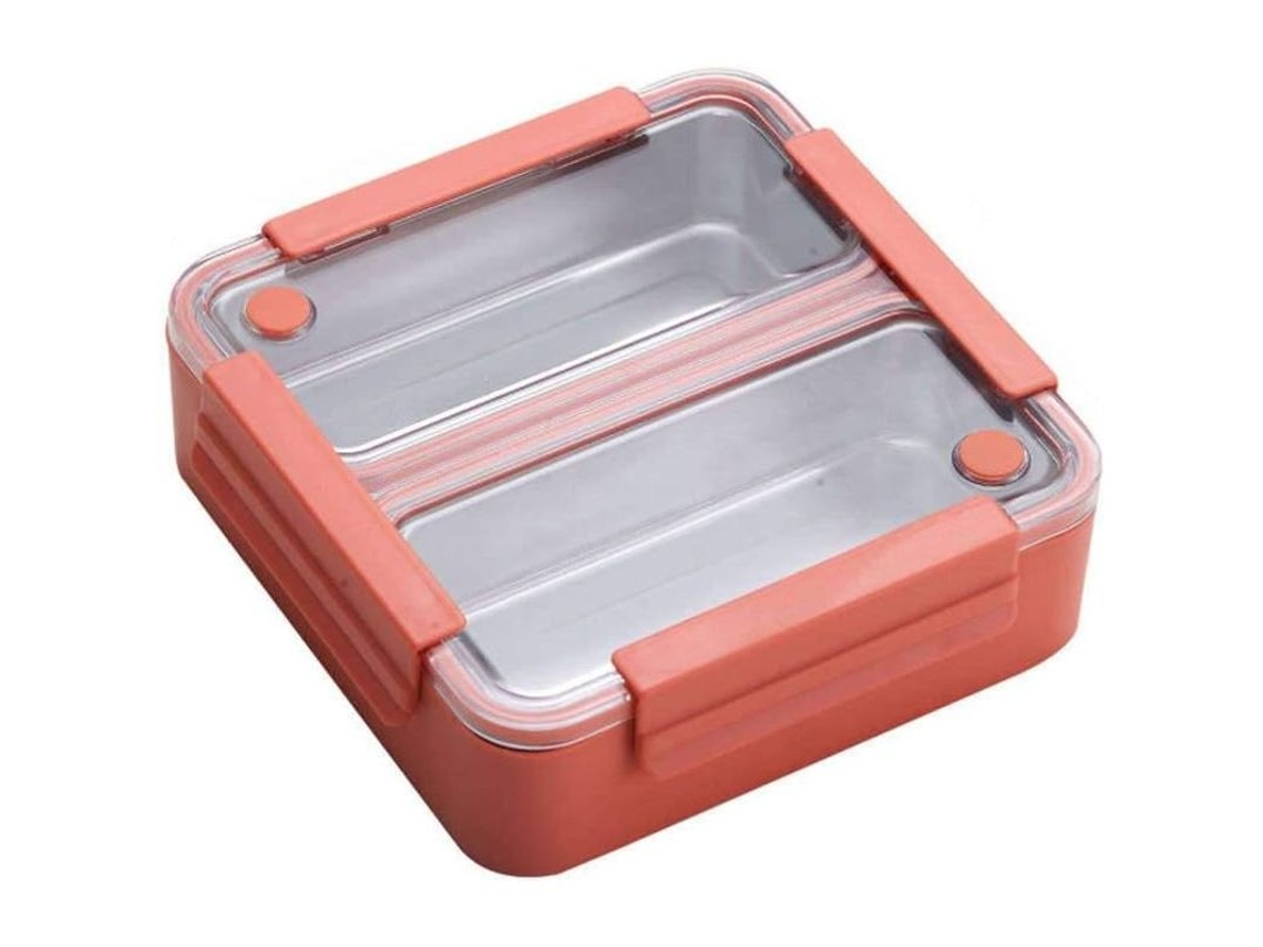 Rebe - Bandeja de acero inoxidable a prueba de fugas con compartimentos separados para adultos y niños - Rosa