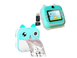 Cámara recargable para niños Impresión instantánea: cámara digital 1080P, pantalla LCD de 2,4, tarjeta SD 32G, HD (verde) BISBISOUS