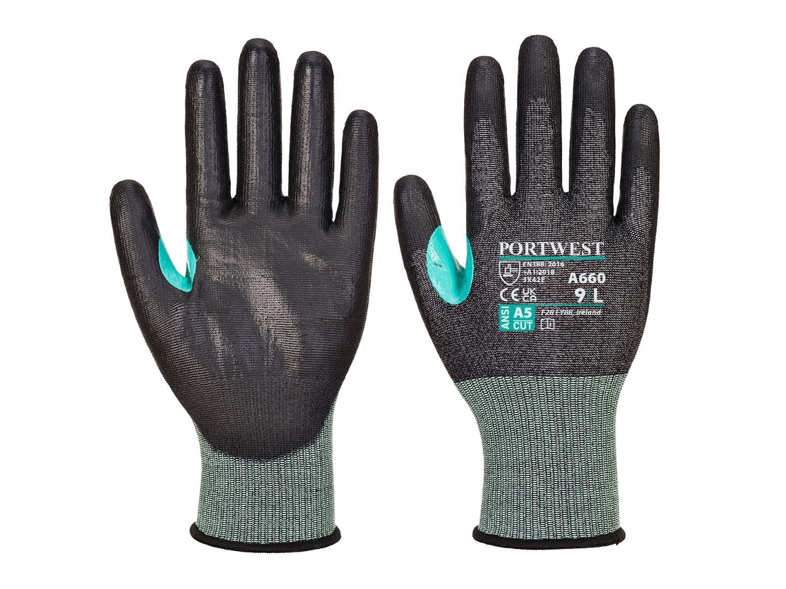 Guante resistente a cortes Portwest CS E18 PU / Negro / L