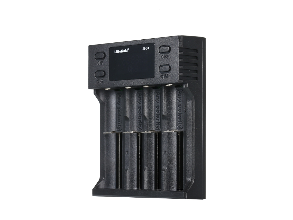 2026-cargador Inteligente Liitokala Lii-s4 De 4 Slots Lcd Para Baterías Cilíndricas 26650/20700/litio/16340/14500