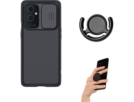 Funda OnePlus 9 Pro Camshield Nillkin con Protección Cámara Slide, Popsocket y Soporte Negro