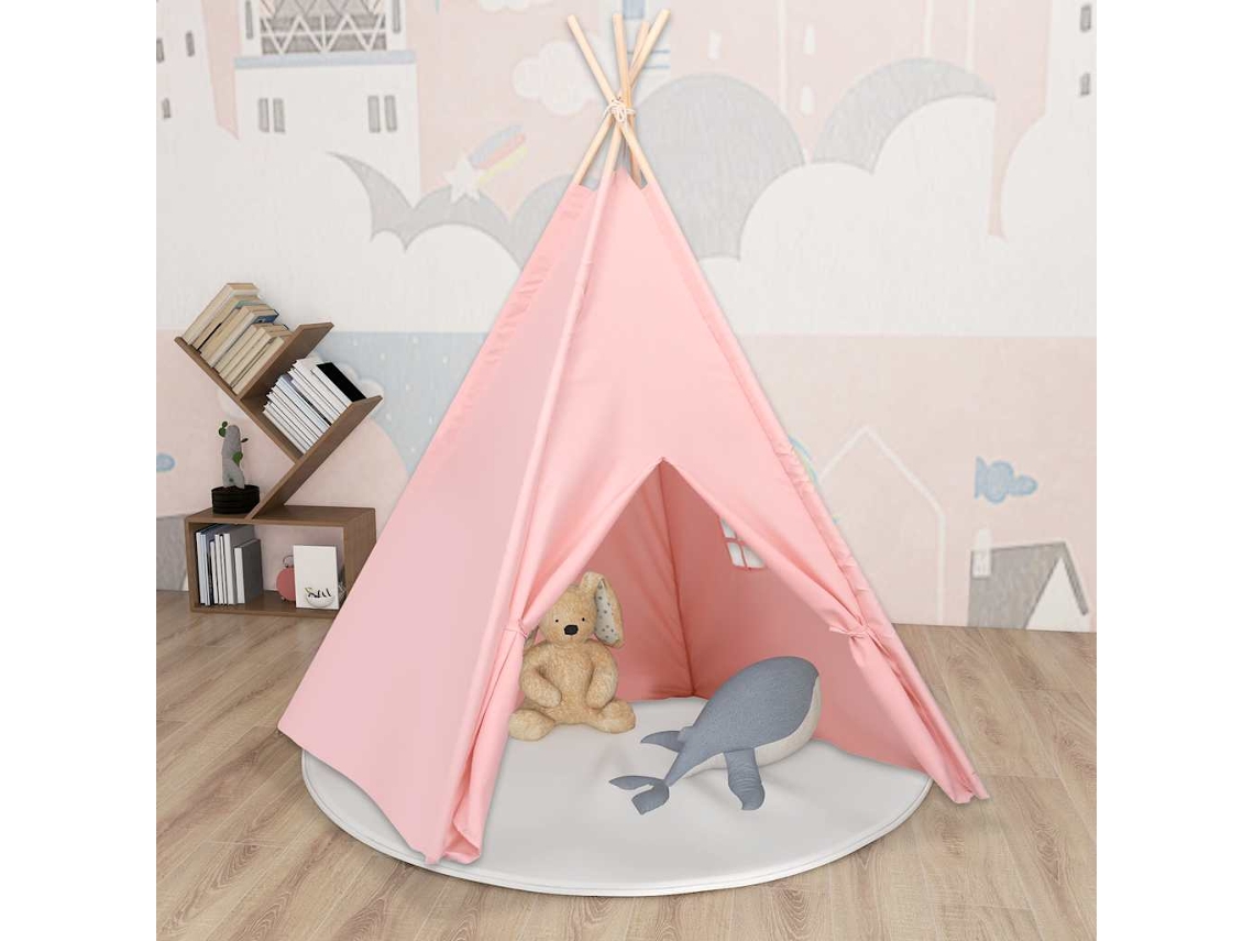 Tienda Tipi Niños Y Bolsa Piel De Melocotón Rosa 120x120x150cm