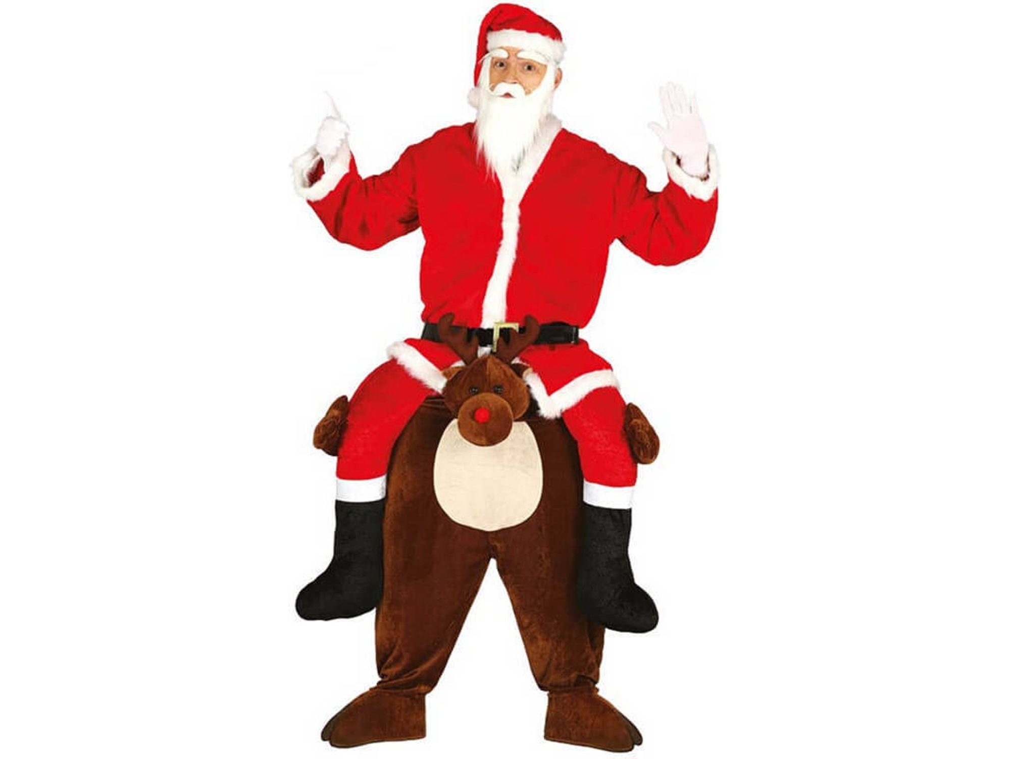 Disfraz Unisex DISFRAZZES Papá Noel Rojo A Hombros De Reno (Talla: Talla Universal)