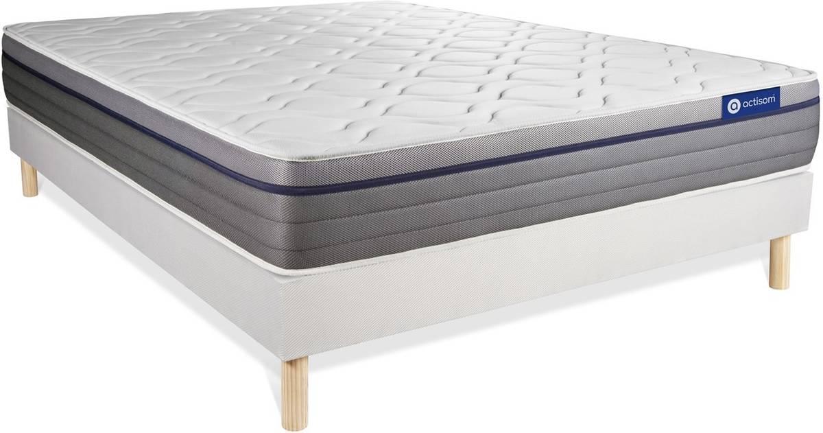 Conjunto de Somier Blanco + Colchón ACTISOM Actiflex Zen (150x200 cm - Muelles Ensacados)