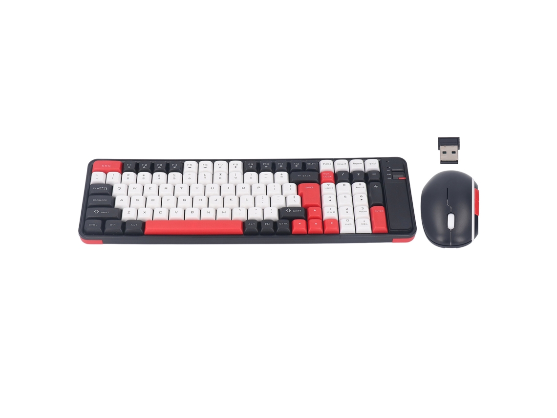 Conjunto De Teclado Y Ratón Inalámbricos Bluetooth, Modo Dual, 100 Teclas, 1600 Dpi, Para Pc, Portátil Y Juegos, Color Rojo.