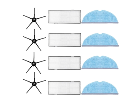 Accesorios para piezas de aspiradora Xiaomi Roborock S7, 4 filtros Hepa, 4 cepillos laterales negros, 4 almohadillas de paño de fregona, 12 Uds.