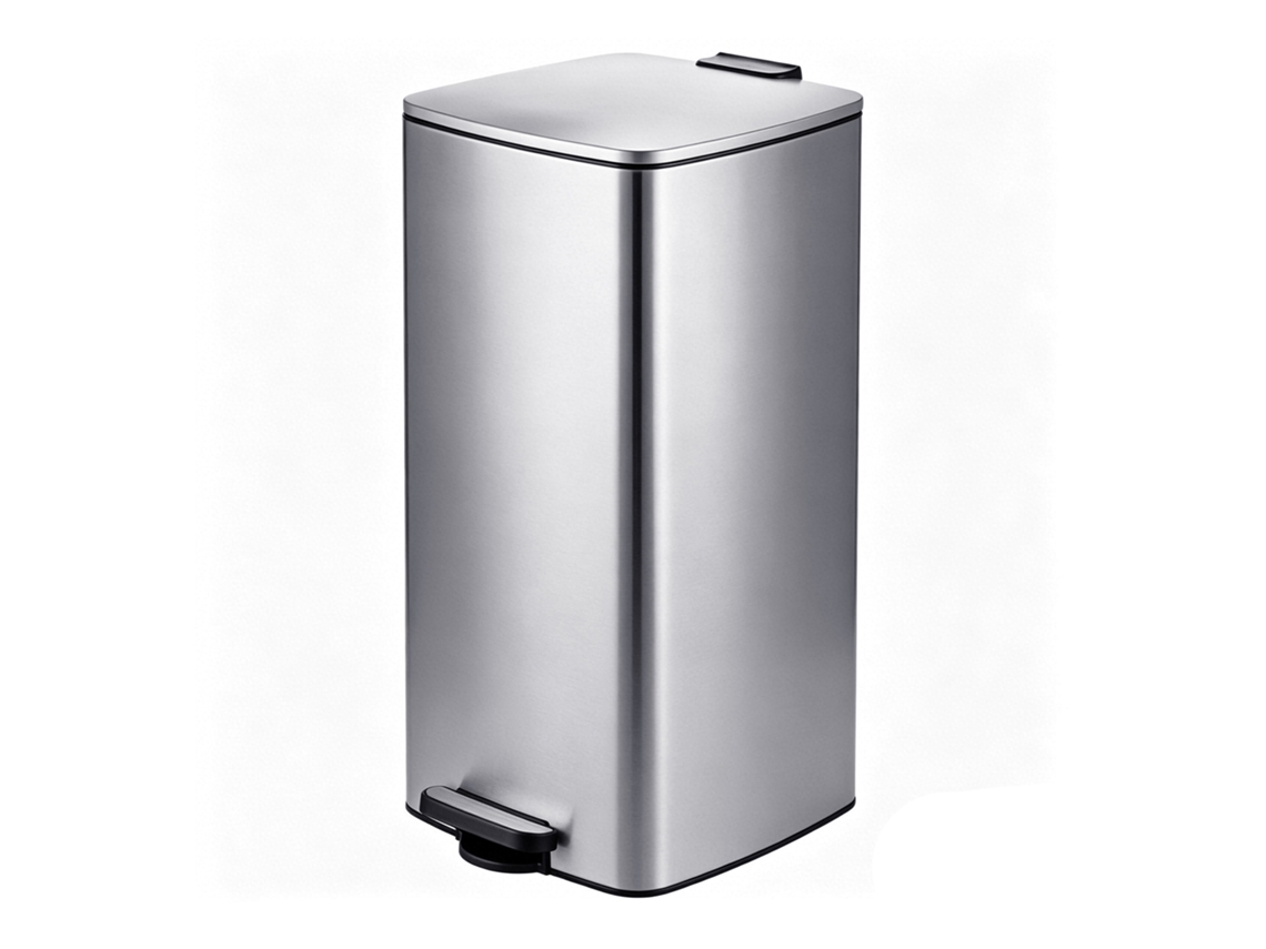 Relaxdays Caixote Do Lixo, 60 L, Cozinha, Cesto Interior Removível, Pedal, Fecho Suave, Aço Inox Mate, Prateado