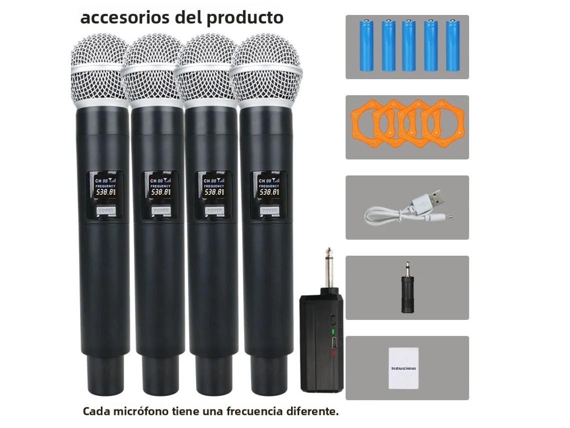 Micrófono inalámbrico negro, controlador dinámico de mano de 58 tubos, 2,4 g Mdug (4 unidades)