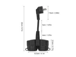 Omni-enchufe De Pared Doble 2 Vías Splitter Distribución Ac Cable Corto 5cmx1.5mm² Ip44 Impermeable 16a