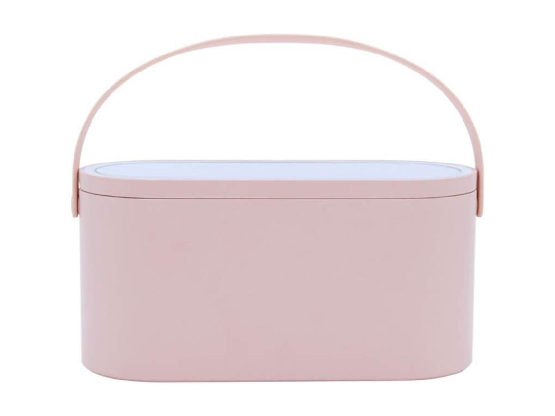 Estuche De Maquillaje Con Espejo Táctil Led, Organizador Portátil, Caja De Almacenamiento Rosa