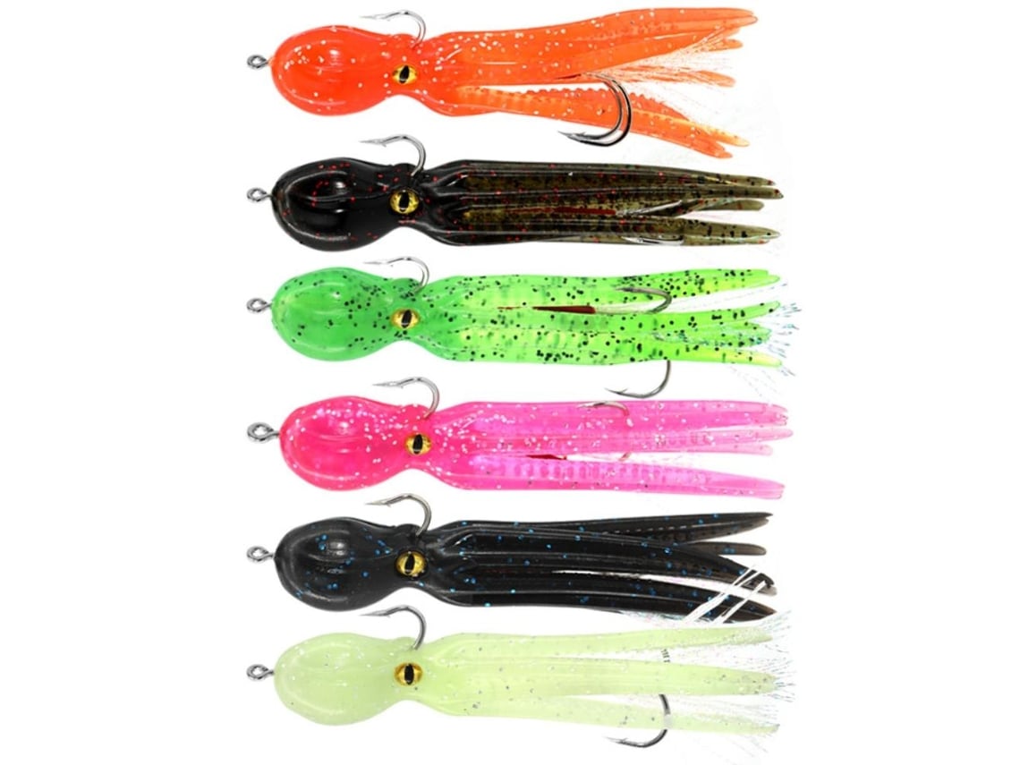 2026rebe-6pcs Señuelo De Pulpo Swimbait Suave Con Anzuelo Jig Artificial Para Pesca En Agua Salada Océano