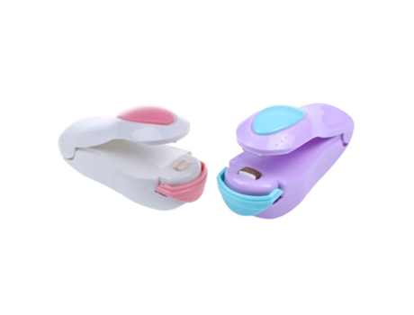 Mini máquina de sellado térmico portátil, sellador por impulso, bolsa de plástico para embalaje, blanco, rosa y morado, 2 uds.