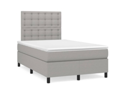 Cama Box Spring Con Colchón Tela Gris Claro 120x190 Cm