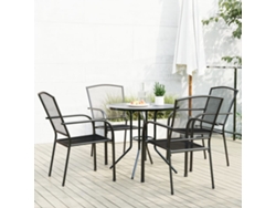 Conjunto de 5 sillas de jardín empotradas DKD Home Decor, acero con recubrimiento en polvo antracita