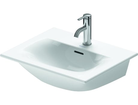 Lavabo para muebles DURAVIT Viu 234453, 530 mm, con rebosadero, con banco para grifos, 1 agujero para grifos