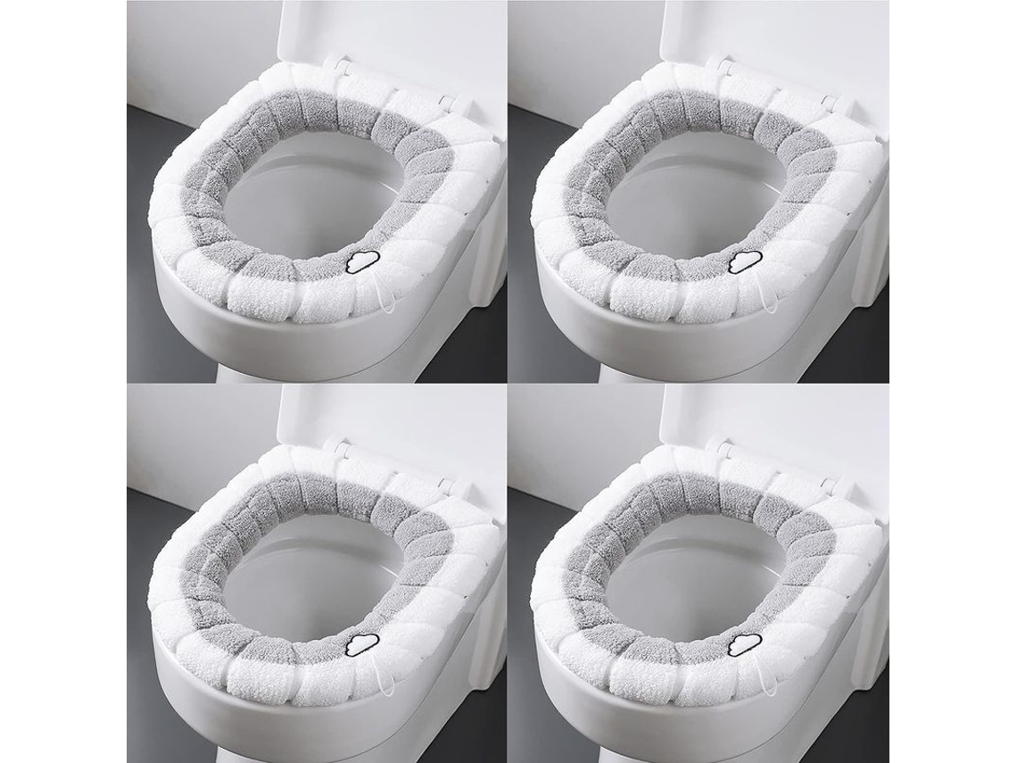 2026-4pcs Fundas De Asiento De Inodoro Suaves Con Mango Calefactores Elásticos Para Baño