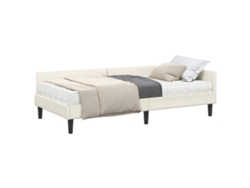 Syfax™ Estructura De Cama Esquina Con Colchón 2 Pcs Crema Terciopelo