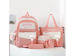 Conjunto de cinco mochilas rosas de gran capacidad