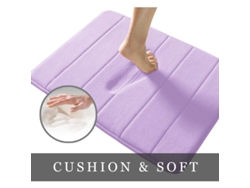 2026-tapete De Baño De Espuma De Memoria 15.5"x23" Poliéster Antideslizante Absorbente Suave Lavable Máquina Morado
