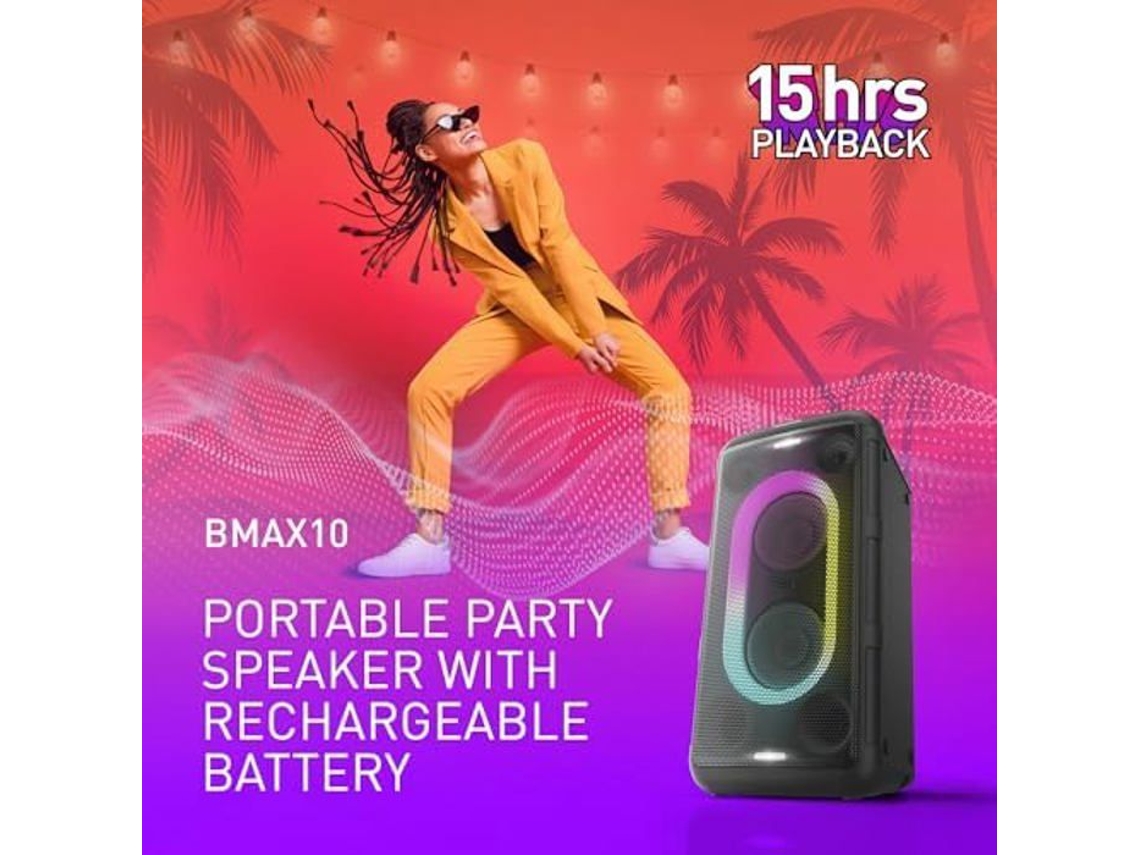 Parlante portátil Bluetooth Panasonic Sc ​​Bmax10e K 150w Luces sincronizadas