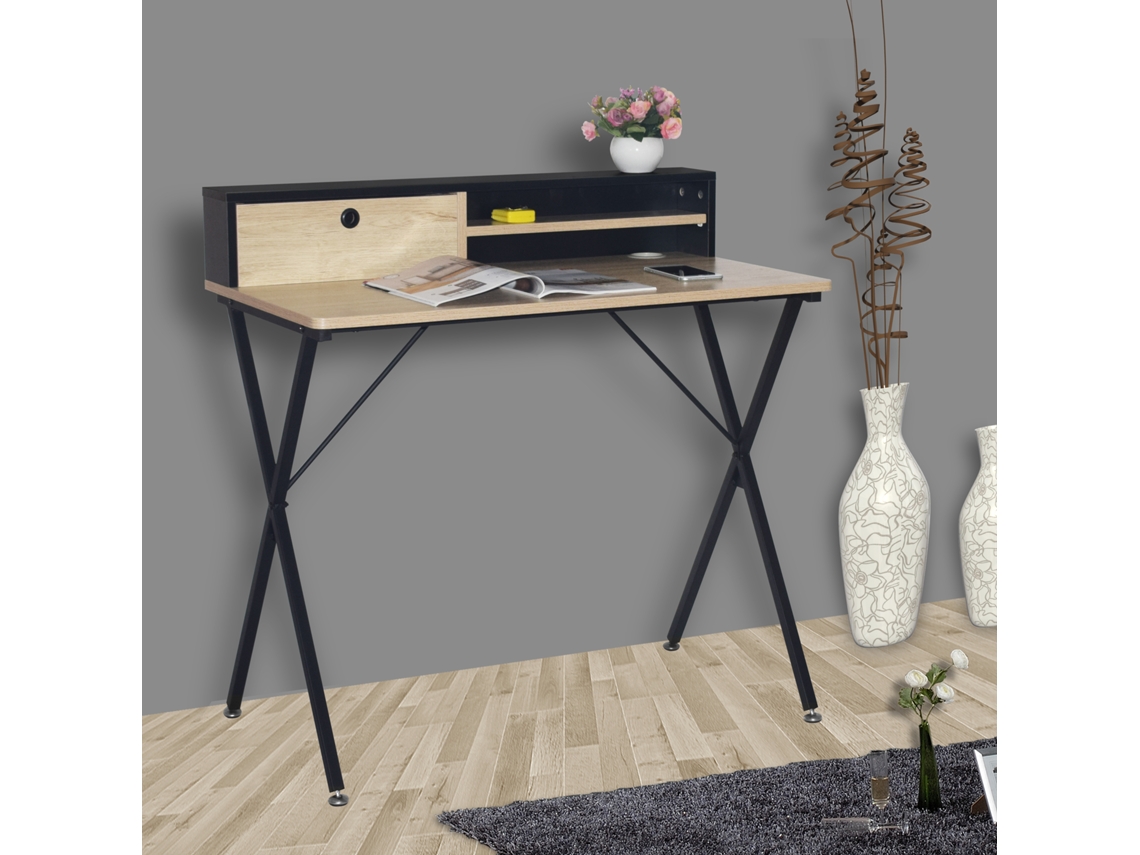 Escritorio MITSAI Vienna Marrón y Negro (90 x 50 x 76 cm)