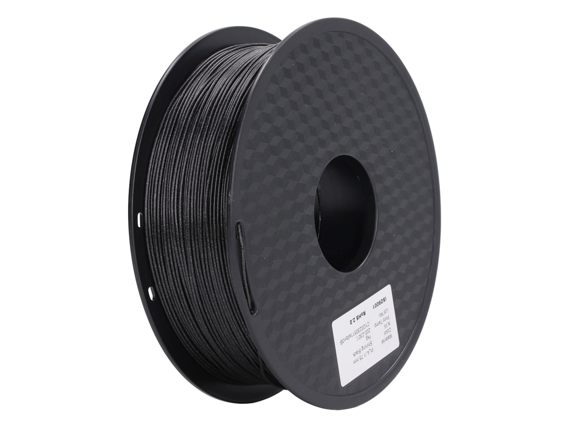 Filamento Para Impresora 3d Pla 1.75mm Negro Brillante Suave Bobinado Ordenado Consumible De Impresión 3d