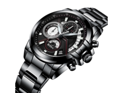 Reloj Multifuncional De Seis Manecillas Para Hombre, Elegante, De Acero Inoxidable (negro).