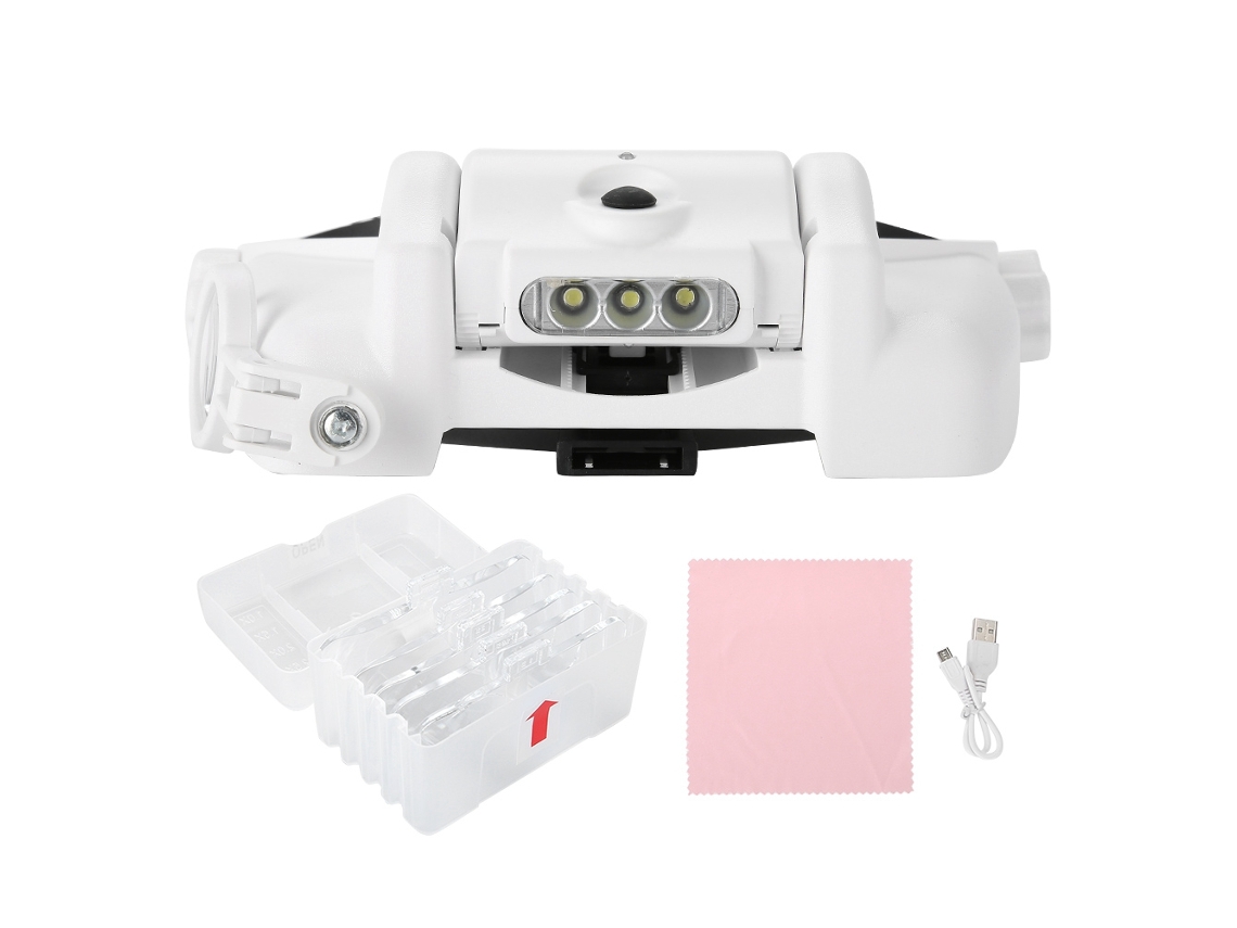 Lupa De Diadema Con 3 Led Y 5 Lentes Ajustables Para Reparación De Relojes Y Joyas.