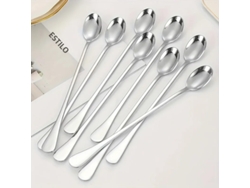 Cucharas Para Té Frío O Crema De Postre, De Acero Inoxidable, Con Mango Largo, Paquete De 5, Lavables A Máquina.