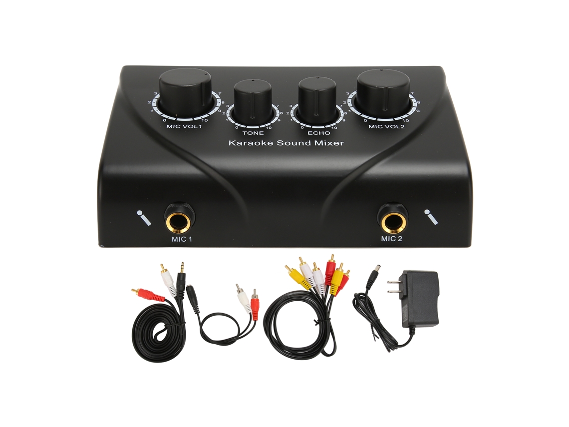 Mezclador De Sonido Profesional Para Karaoke Con 2 Entradas De Micrófono Y Amplificador Plug And Play (100-240 V, Enchufe Estadounidense).