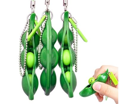 Squeeze a Bean, 3 paquetes de llaveros de soja para niños y adultos, juguetes antiestrés para llaves, para aliviar el estrés JEDBESETZT