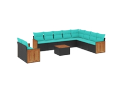Maison Exclusive - Conjunto De Sofá De Jardín De 11 Piezas Con Cojines, De Poliratán Negro