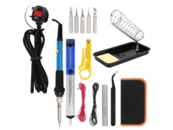 Kit De Soldador Eléctrico Com 15 Peças Ferramenta De Queimadura Em Madeira Ajustável De Temperatura 60w Plugue Uk 220v Azul Mini
