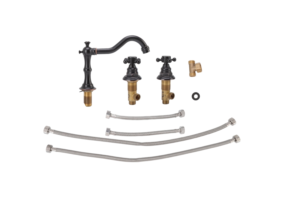 Grifo de baño de cobre antifugas con doble manija G1/2 negro