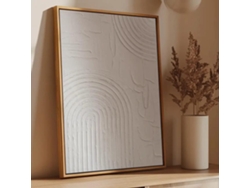 Cuadro de Decoración para Sala Moderna en Relieve Blanco Halo 60X90 Cm Cuadros con Marco Color Madera Incluido DEKOARTE