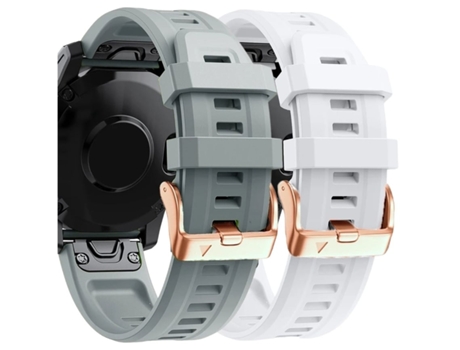 Correa Silicona Cierre Metálico para Garmin Fenix 5S Plus Gris y Blanco Pack 2X VEANXIN