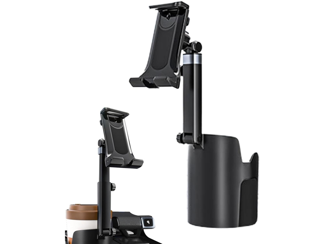 Soporte Giratorio De 360° Para Teléfono Móvil De Coche Con Extensión Para Bebidas Y Portavasos.