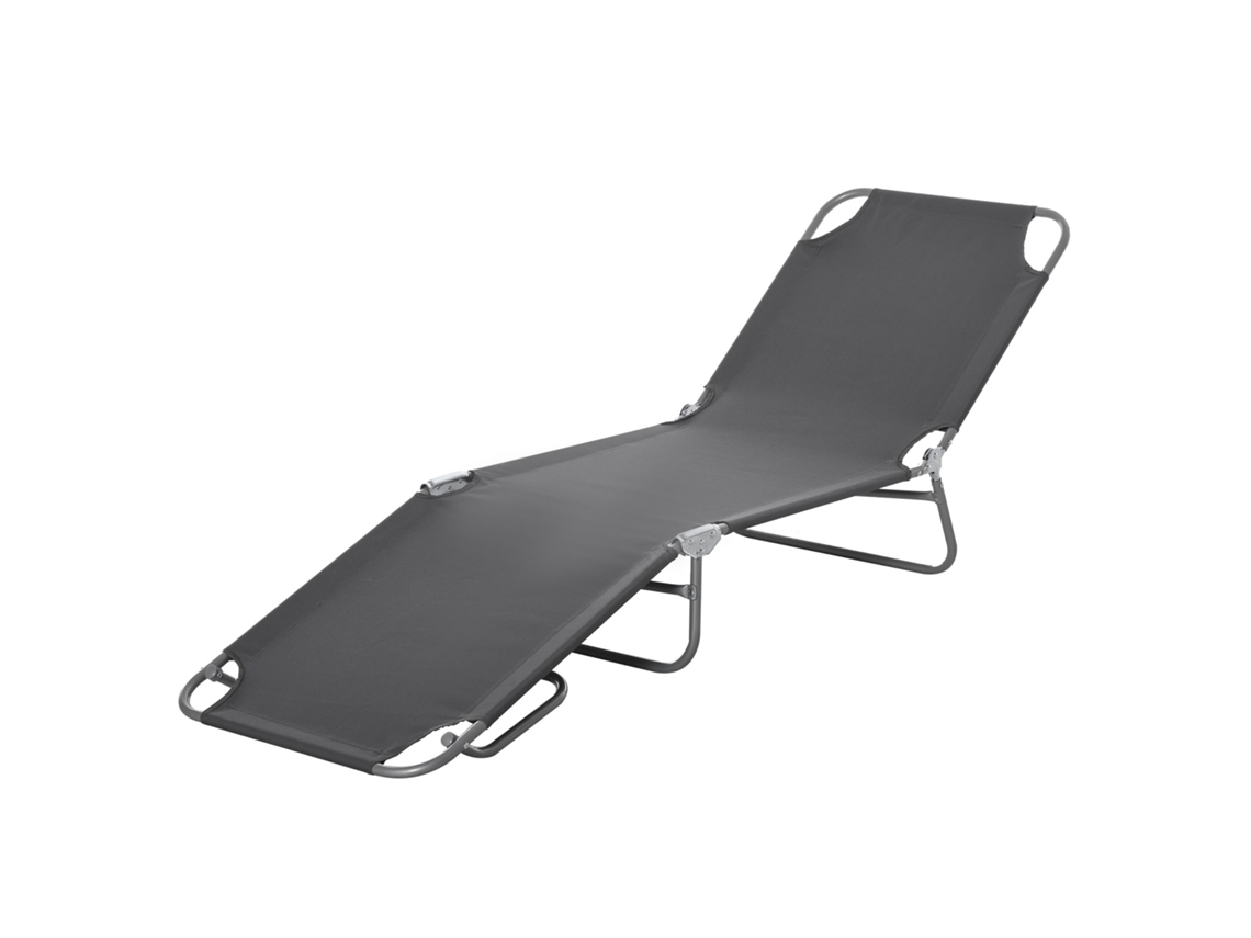 Tumbona Plegable 5 Posiciones, Tela Oxford, 187x55x24cm, Gris
