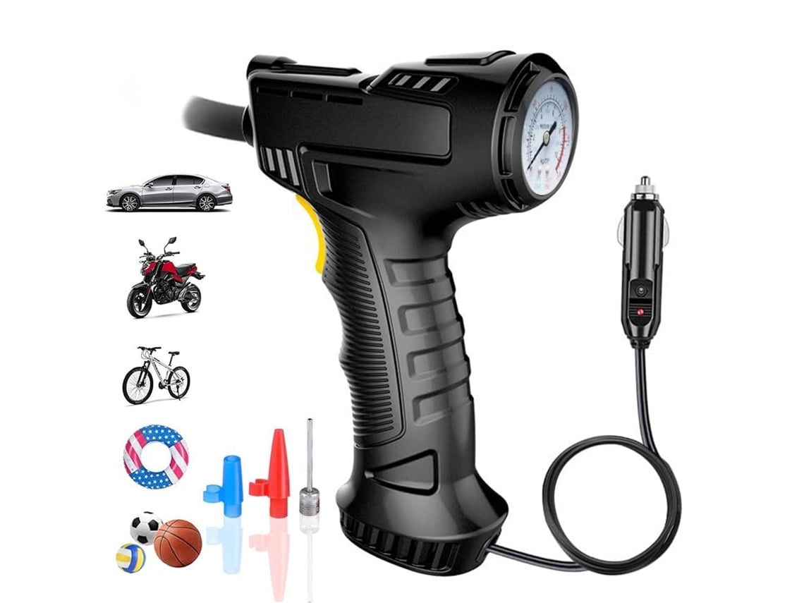 Inflador de neumáticos portátil de 150 PSI, inalámbrico, 7,4 V, batería recargable por USB, adaptador de CC de 3600 mAh, bomba eléctrica para neumáticos I USHION