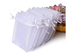 100 Bolsas De Organza Blancas Transparentes De Primera Calidad Con Cordón Para Regalos De Boda