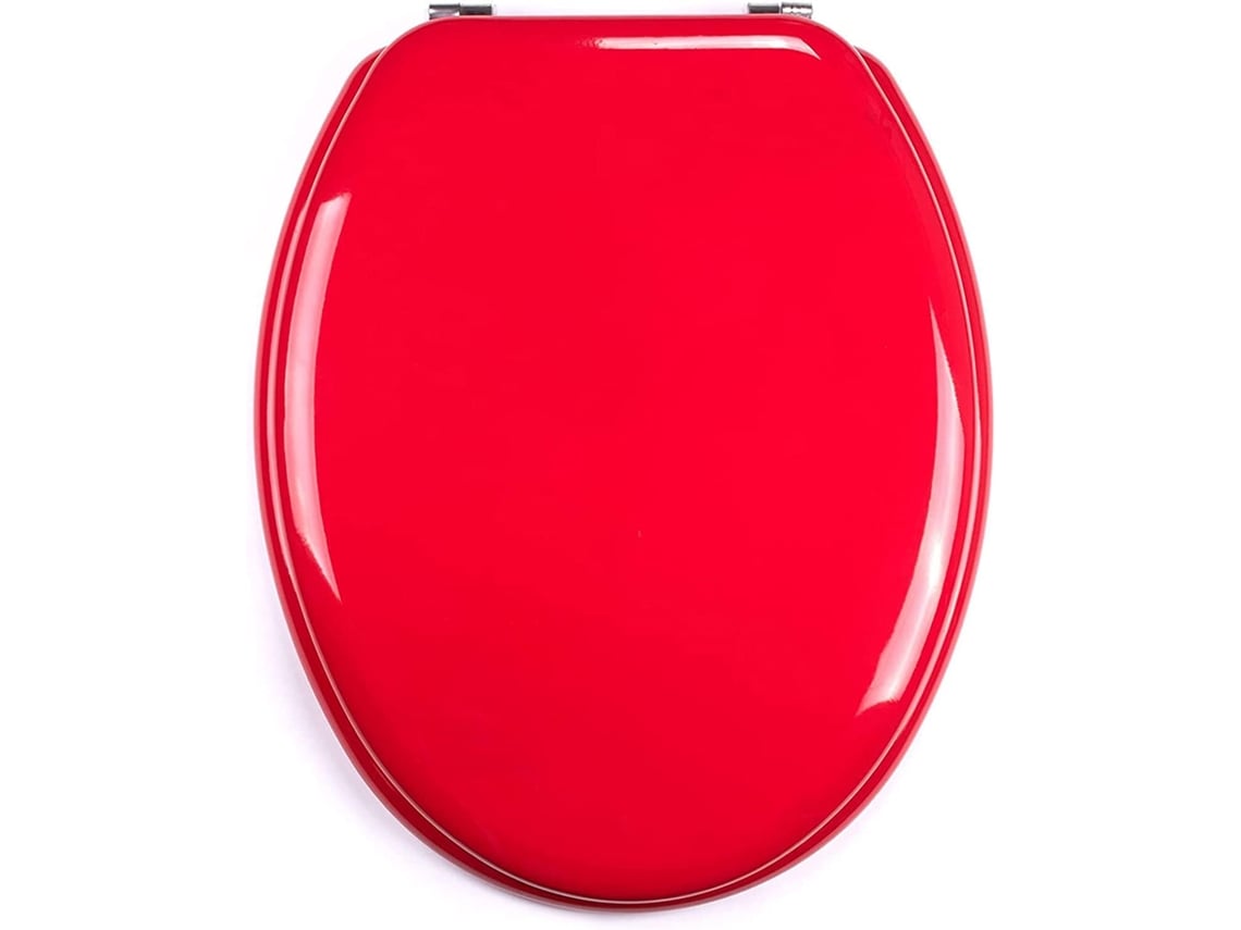 Tapa wc Universal de Madera con Bisagras de Acero Inox 43.5 x 37.5 cm Rojo  TIENDA EURASIA