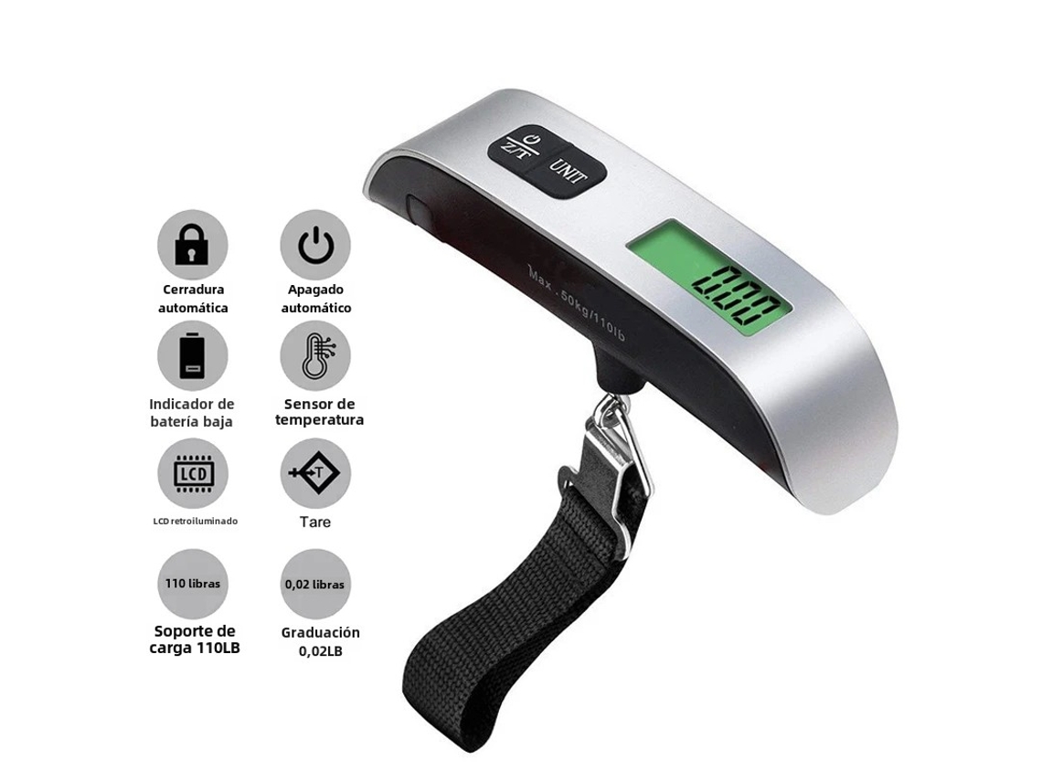 Báscula Digital Lcd Portátil De 110 Lb/50 Kg, Báscula Electrónica Para Equipaje, Para Equilibrar El Peso Del Equipaje.