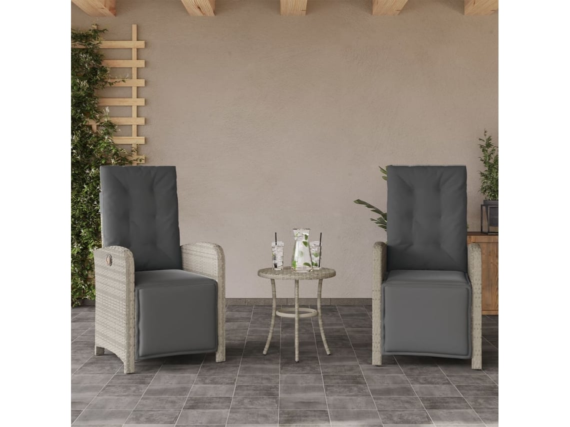 Sillas de jardín reclinables de 2 piezas con reposapiés DKD Home Decor en gris claro