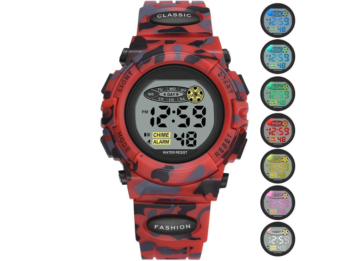 2026-reloj Deportivo Digital Para Niños Impermeable Con 7 Led Coloridos Alarma Reloj Electrónico Casual Para Niños Niñas