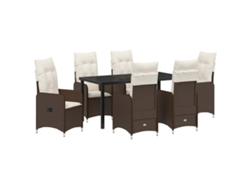 Maison Exclusive - Conjunto De Comedor De Jardín 7 Pcs Marrón Ratán Sintético